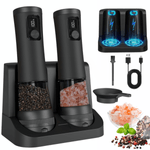 Casa si Gradina - Bucatarie si vesela - Ustensile bucatarie - Rasnite si dozatoare condimente - Set 2 Rasnite Electrice JustNet® pentru Sare, Piper si Condimente, Iluminare LED si Afisaj Digital, Baza Incarcare USB-C - Infinity.ro