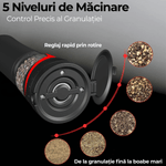 Casa si Gradina - Bucatarie si vesela - Ustensile bucatarie - Rasnite si dozatoare condimente - Set 2 Rasnite Electrice JustNet® pentru Sare, Piper si Condimente, Iluminare LED si Afisaj Digital, Baza Incarcare USB-C - Infinity.ro