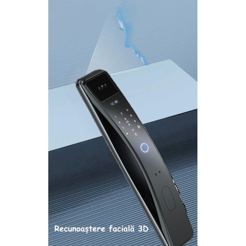 Casa si Gradina - Constructii - Feronerie si accesorii - Broaste si yale - Yala Inteligenta ambrasmart cu Recunoastere Faciala 3D, Interfon si WiFi, Negru, Sistem de Deblocare Multifunctional - Infinity.ro