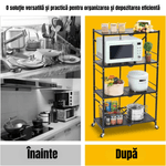 Casa si Gradina - Mobilier - Biblioteci si rafturi - Rafturi - Raft de Bucatarie, Dormitor, Baie Living, Metalic, Roti, 4 Polite, montaj prin clipsare, Pliabil, 72 X 38 X 126 cm - Infinity.ro