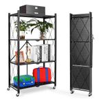 Casa si Gradina - Mobilier - Biblioteci si rafturi - Rafturi - Raft de Bucatarie, Dormitor, Baie Living, Metalic, Roti, 4 Polite, montaj prin clipsare, Pliabil, 72 X 38 X 126 cm - Infinity.ro