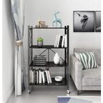 Casa si Gradina - Mobilier - Biblioteci si rafturi - Rafturi - Raft de Bucatarie, Dormitor, Baie Living, Metalic, Roti, 4 Polite, montaj prin clipsare, Pliabil, 72 X 38 X 126 cm - Infinity.ro