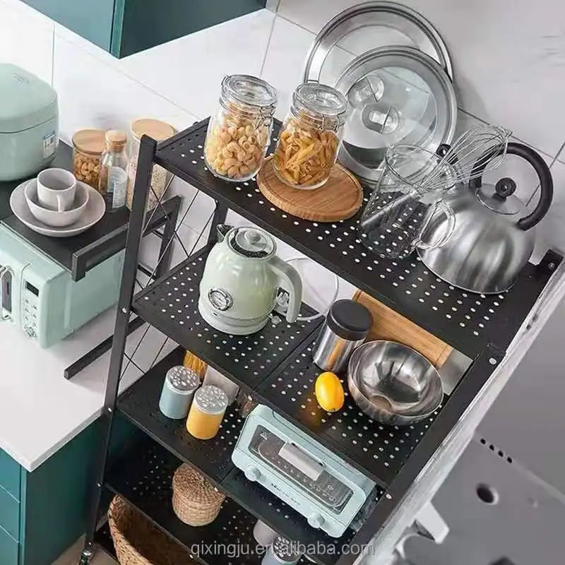 Casa si Gradina - Mobilier - Biblioteci si rafturi - Rafturi - Raft pt Bucatarie, Dormitor, Baie, Living, Metalic, cu Roti, 5 Polite, montaj  prin clipsare, Pliabil, 72 X 38 X 160 cm - Infinity.ro