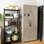 Casa si Gradina - Mobilier - Biblioteci si rafturi - Rafturi - Raft pt Bucatarie, Dormitor, Baie, Living, Metalic, cu Roti, 5 Polite, montaj  prin clipsare, Pliabil, 72 X 38 X 160 cm - Infinity.ro