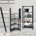 Casa si Gradina - Mobilier - Biblioteci si rafturi - Rafturi - Raft pt Bucatarie, Dormitor, Baie, Living, Metalic, cu Roti, 5 Polite, montaj  prin clipsare, Pliabil, 72 X 38 X 160 cm - Infinity.ro