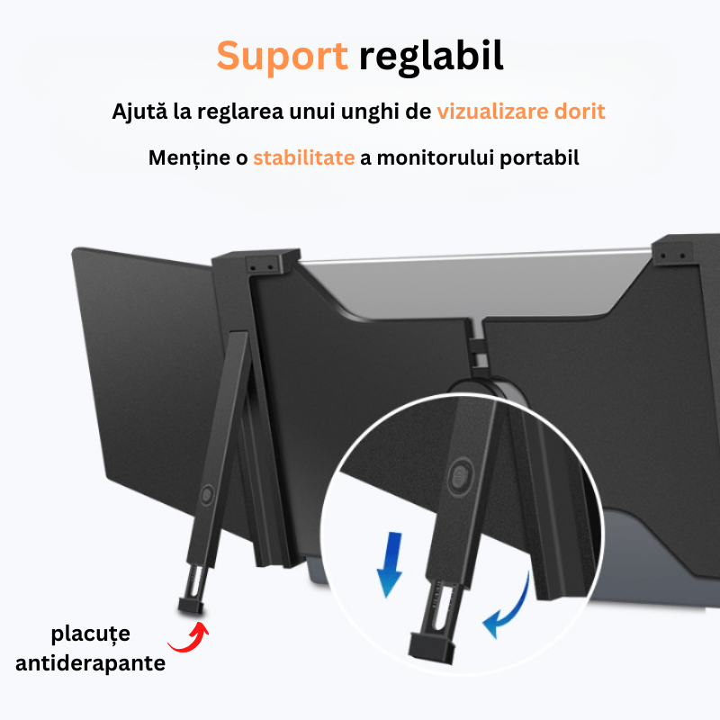 PC, gaming si accesorii - Desktop PC & monitoare - Monitoare - Monitor LED portabil pentru laptop, 15.4 inch, Full HD, compatibil cu display-urile diagonala 15.6-17.3 inch, - Infinity.ro