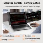 PC, gaming si accesorii - Desktop PC & monitoare - Monitoare - Monitor LED portabil pentru laptop, 15.4 inch, Full HD, compatibil cu display-urile diagonala 15.6-17.3 inch, - Infinity.ro