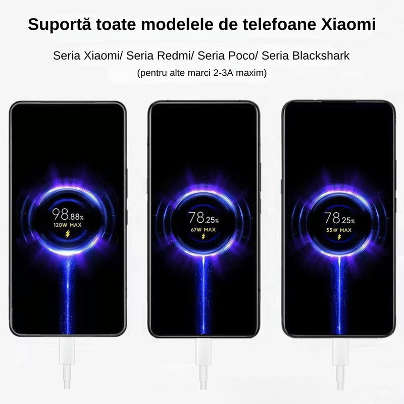 Laptop, Telefoane si Tablete - Telefoane mobile si accesorii - Accesorii Telefoane - Cabluri si adaptoare telefoane - Cablu date si incarcare rapida 6A, PRESTIGE CHARGE®, TurboCharge 120W, compatibil 67W, pentru Xiaomi, USB la USB-C, 2m - Infinity.ro