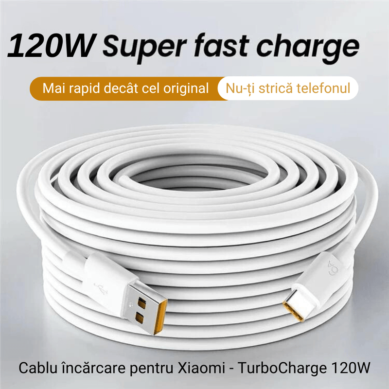 Laptop, Telefoane si Tablete - Telefoane mobile si accesorii - Accesorii Telefoane - Cabluri si adaptoare telefoane - Cablu date si incarcare rapida TurboCharge 120W, PRESTIGE CHARGE®, pentru Xiaomi, PREMIUM, USB la USB-C, 1m - Infinity.ro