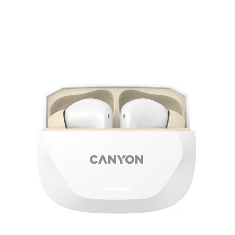 TV, Audio-Video si Foto - Portabile audio - Casti audio - Casti Wireless Canyon Hexagon 7 TWS ANC+ENC Qi, Alb-Bej, 27 ore autonomie - Infinity.ro