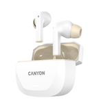 TV, Audio-Video si Foto - Portabile audio - Casti audio - Casti Wireless Canyon Hexagon 7 TWS ANC+ENC Qi, Alb-Bej, 27 ore autonomie - Infinity.ro