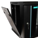 PC, gaming si accesorii - Servere - Cabinete metalice - Cabinet Rack 19″ SPACER 9U 600x450mm, fixare perete, usa sticla, negru, sarcina 60Kg - Infinity.ro