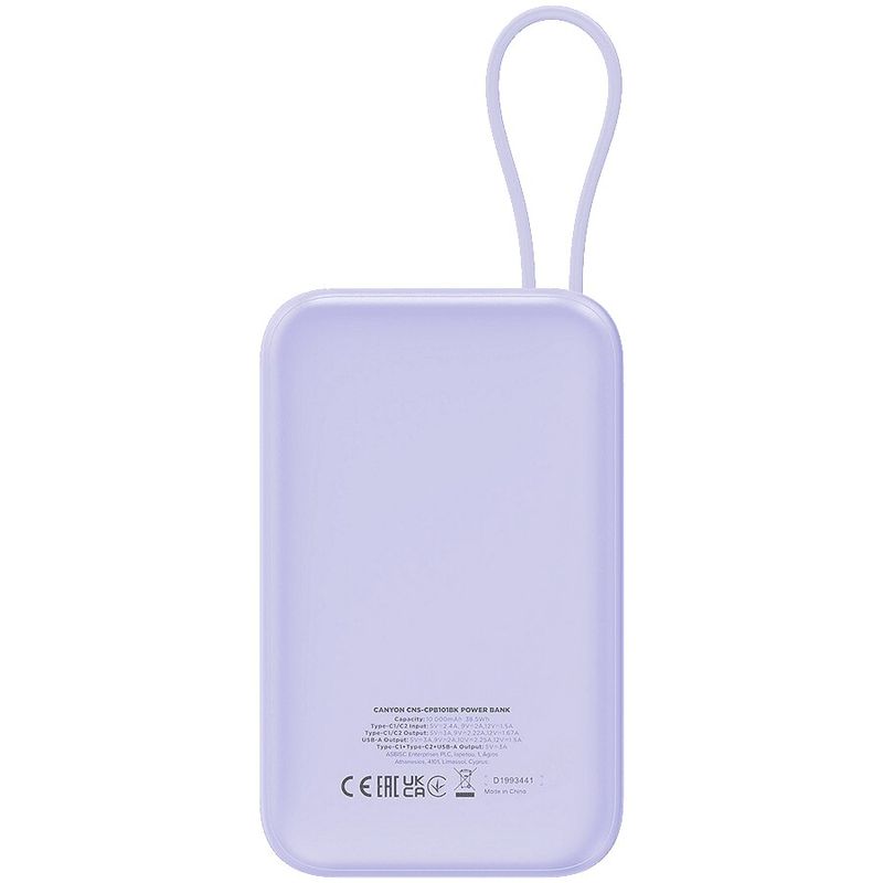 Laptop, Telefoane si Tablete - Telefoane mobile si accesorii - Accesorii Telefoane - Baterii externe - Baterie externa CANYON, OnPower 101, 10000 mAh, PD22., 5 W, violet - Infinity.ro
