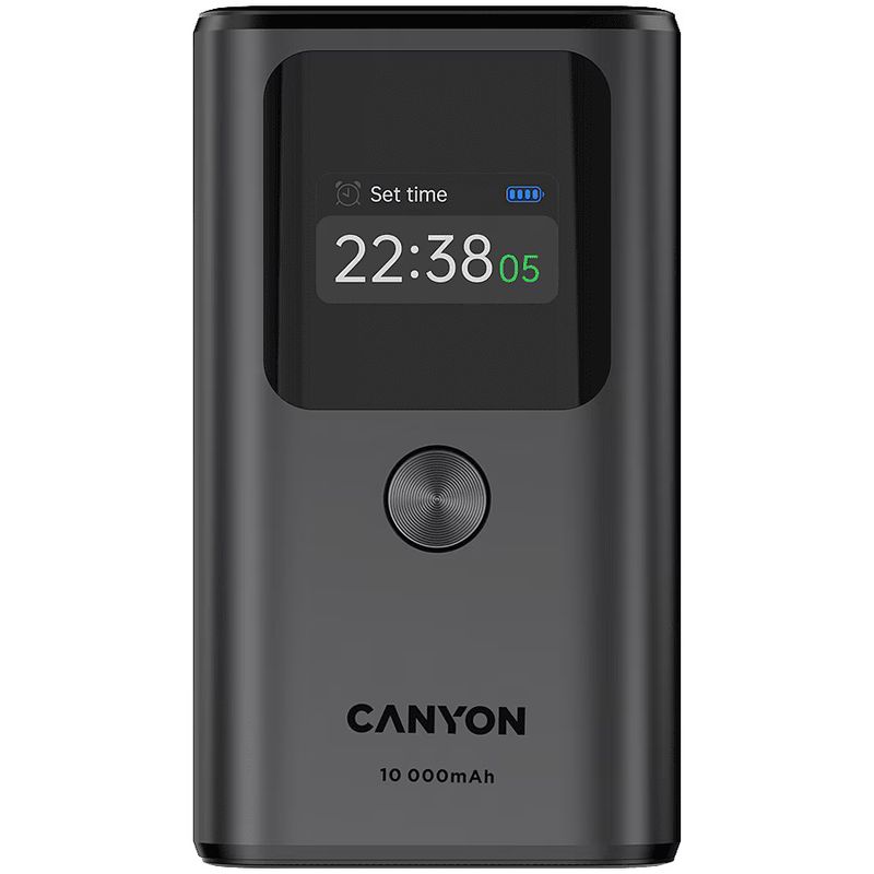Laptop, Telefoane si Tablete - Telefoane mobile si accesorii - Accesorii Telefoane - Incarcatoare telefoane - Statie de incarcare CANYON, OnPower 130, TFT, 10000 mAh, PD, 30 W, negru/gri - Infinity.ro