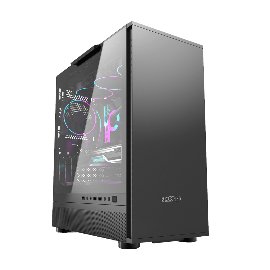 Carcasa PC PCCOOLER, Tower, ATX, sticla securizata, 1 ventilator, fara sursa, negru.