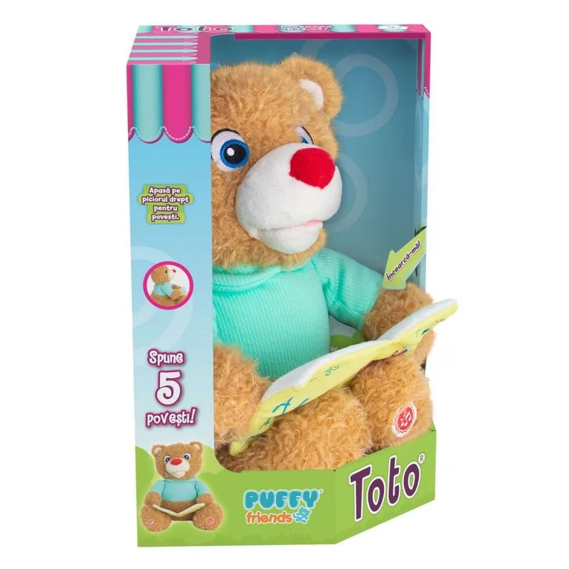 Jucarii, Copii si Bebe - Jucarii si jocuri - Jucarii de plus - Jucarie de plus interactiva Ursuletul Toto Povesteste si canta, Puffy Friends, 30 cm - Infinity.ro
