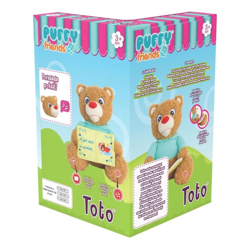 Jucarii, Copii si Bebe - Jucarii si jocuri - Jucarii de plus - Jucarie de plus interactiva Ursuletul Toto Povesteste si canta, Puffy Friends, 30 cm - Infinity.ro