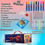 Jucarii, Copii si Bebe - Jucarii si jocuri - Jucarii & jocuri educative - Seturi pictura si desen - Set creativ de pictat cu Marvel Spider-Man, 42 piese, creioane cerate, carioci, acuarele si accesorii, in trusa - Infinity.ro