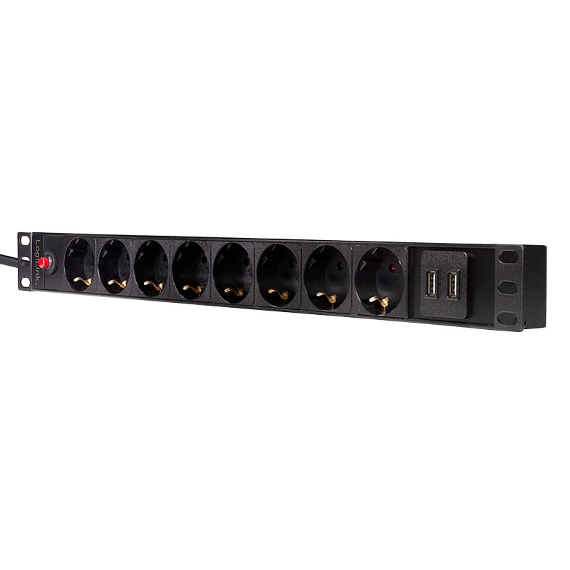 Casa si Gradina - Electrice - Accesorii electrice - Prelungitoare, triple, fise - Prelungitor PDU LOGILINK rack 19 inch, 8 prize Schuko, max 16 A, protectie supratensiune - Infinity.ro