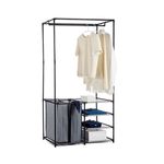 Casa si Gradina - Mobilier - Dulapuri si sifoniere - Sifoniere - Dulap dublu pentru haine cu cos de rufe inclus, 87 x 43,5 x 163,5cm, Negru - Infinity.ro