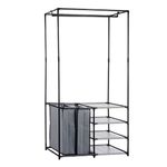 Casa si Gradina - Mobilier - Dulapuri si sifoniere - Sifoniere - Dulap dublu pentru haine cu cos de rufe inclus, 87 x 43,5 x 163,5cm, Negru - Infinity.ro