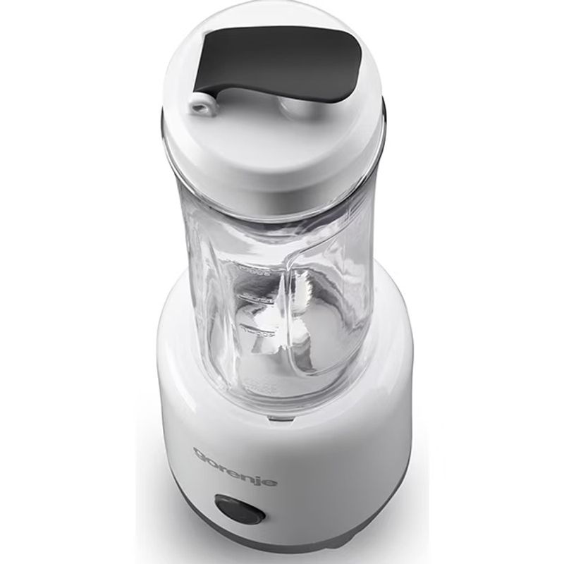 Electronice si Electrocasnice - Electrocasnice bucatarie - Mixere, tocatoare & roboti de bucatarie - Blendere si mini tocatoare - Mini blender Gorenje BSM600LBW, 0.6l, 300W, 1 treapta viteza, alb-negru - Infinity.ro