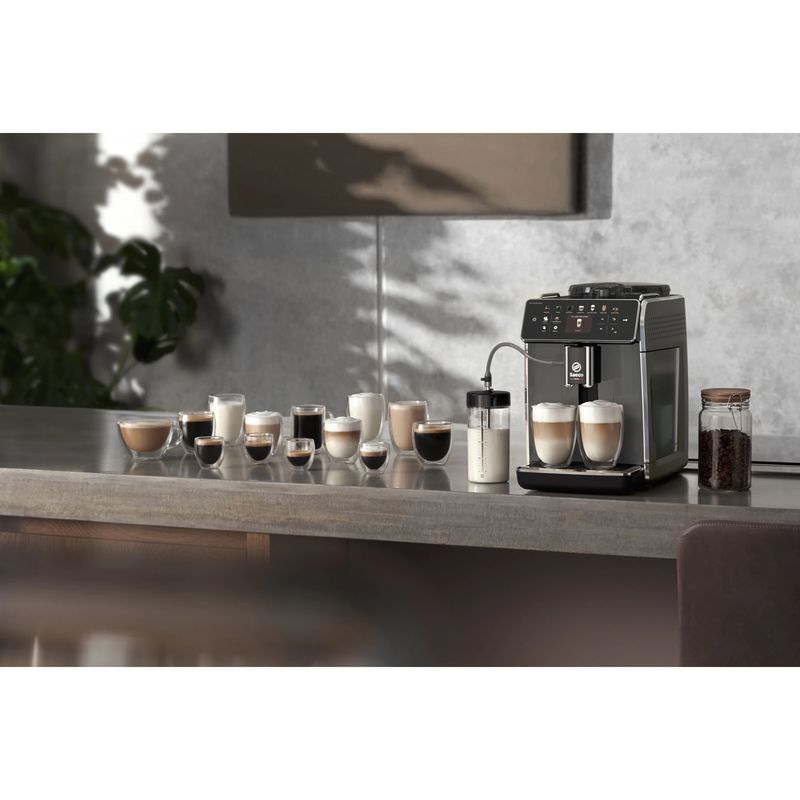 Electronice si Electrocasnice - Electrocasnice bucatarie - Preparare bauturi - Espressoare - Espressor automat Saeco GranAroma SM6580/10, sistem de lapte Latte Duo, 14 bauturi, 15 bar, ecran TFT color, 4 profiluri - Infinity.ro