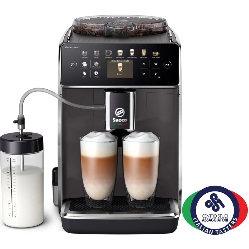 Electronice si Electrocasnice - Electrocasnice bucatarie - Preparare bauturi - Espressoare - Espressor automat Saeco GranAroma SM6580/10, sistem de lapte Latte Duo, 14 bauturi, 15 bar, ecran TFT color, 4 profiluri - Infinity.ro