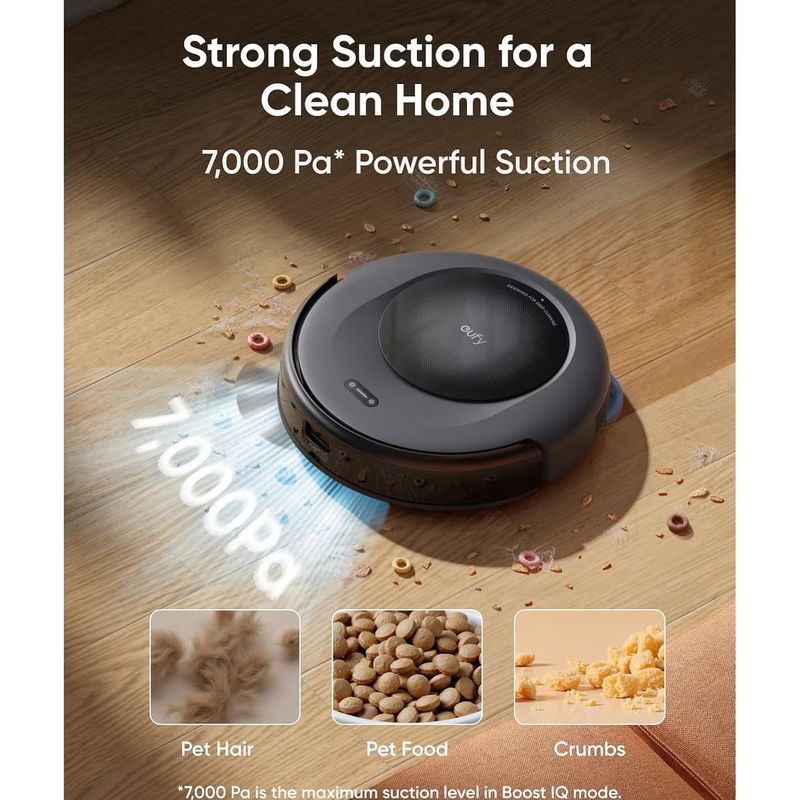 Electronice si Electrocasnice - Ingrijirea locuintei - Aspiratoare - Aspirator robot eufy Omni C20, 7.000 Pa, Statie All-In-one, Mop Master™, Negru - Infinity.ro