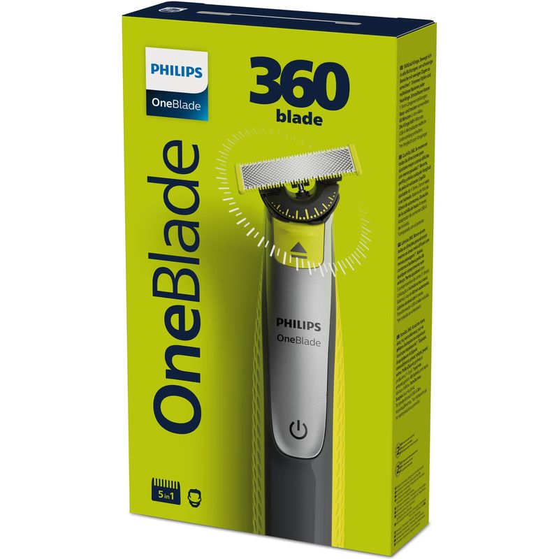 Ingrijire personala si Cosmetice - Aparate & accesorii ingrijire personala - Aparate de ras si tuns - Aparate de ras electrice - Aparat hibrid de barbierit si tuns barba PHILIPS OneBlade 360 QP2734/31, pieptene reglabil 5 in 1, reincarcabil, umed si - Infinity.ro