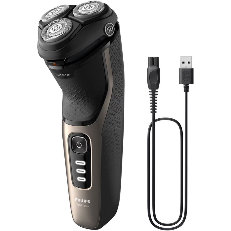 Ingrijire personala si Cosmetice - Aparate & accesorii ingrijire personala - Aparate de ras si tuns - Aparate de ras electrice - Aparat de ras PHILIPS Shaver Seria 3000 S3242/12, barbierit umed şi uscat, fara fir, capete 5D pivotante si flexibile, l - Infinity.ro