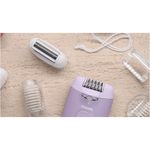Ingrijire personala si Cosmetice - Aparate & accesorii ingrijire personala - Epilatoare si accesorii - Epilatoare - Epilator Philips Seria 4000 BRE257/00, 2 setari de viteza, cap de epilare lavabil, 4 accesorii, Lila - Infinity.ro