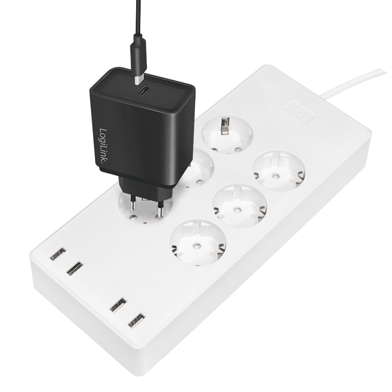Casa si Gradina - Electrice - Accesorii electrice - Prelungitoare, triple, fise - Prelungitor inteligent Logilink SH0105, Wi-Fi, 6 prize, 4x USB-A, 1.8m, Alb - Infinity.ro