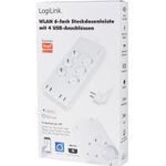 Casa si Gradina - Electrice - Accesorii electrice - Prelungitoare, triple, fise - Prelungitor inteligent Logilink SH0105, Wi-Fi, 6 prize, 4x USB-A, 1.8m, Alb - Infinity.ro