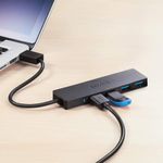 PC, gaming si accesorii - Retelistica - Hub-uri - Hub USB Anker 4 in 1, 4 porturi USB 3.0, negru - Infinity.ro