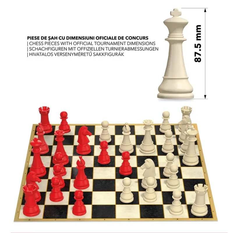 Jucarii, Copii si Bebe - Jucarii si jocuri - Jocuri si puzzle - Jocuri de societate - Joc de sah Modern Line Rosu – Set sah cu piese turneu Deico - Infinity.ro