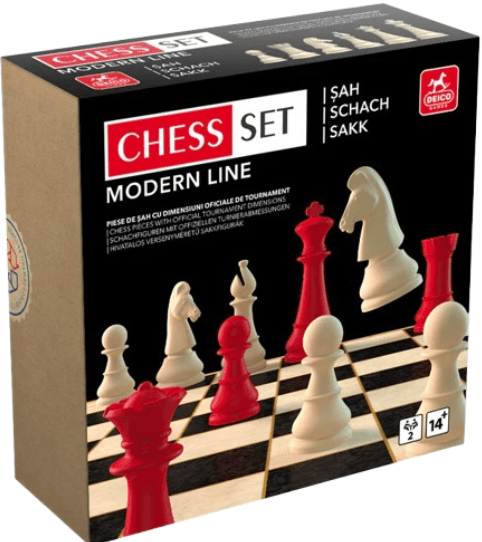 Joc de sah Modern Line Rosu – Set sah cu piese turneu Deico