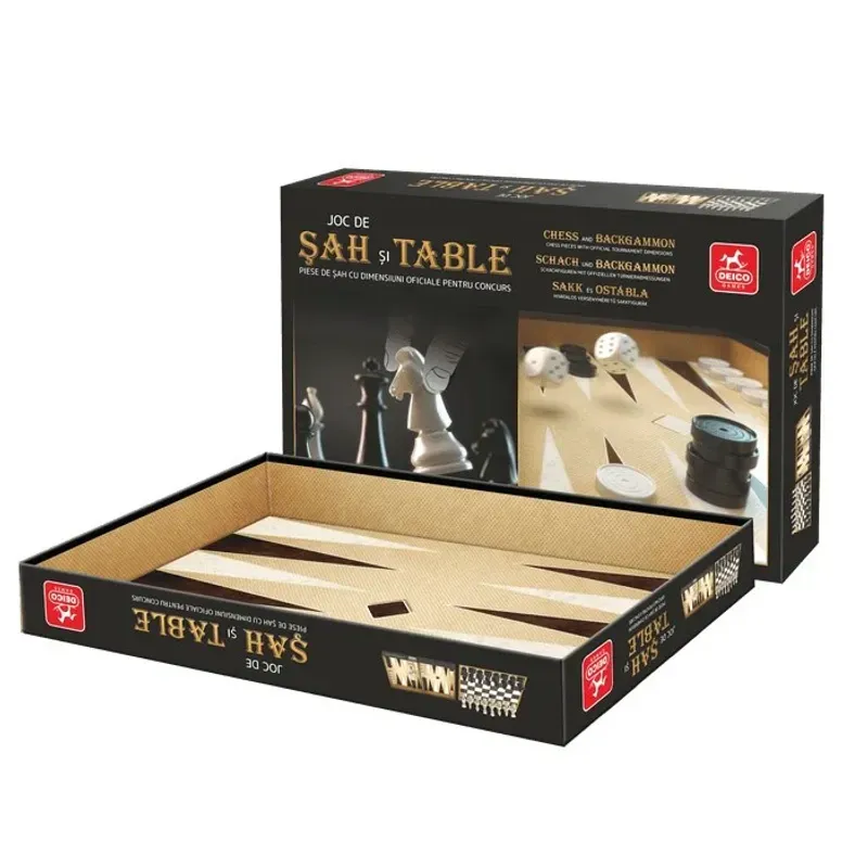 Jucarii, Copii si Bebe - Jucarii si jocuri - Jocuri si puzzle - Jocuri de societate - Set joc 2 in 1 Sah si Table – ROOVI Classic - Infinity.ro