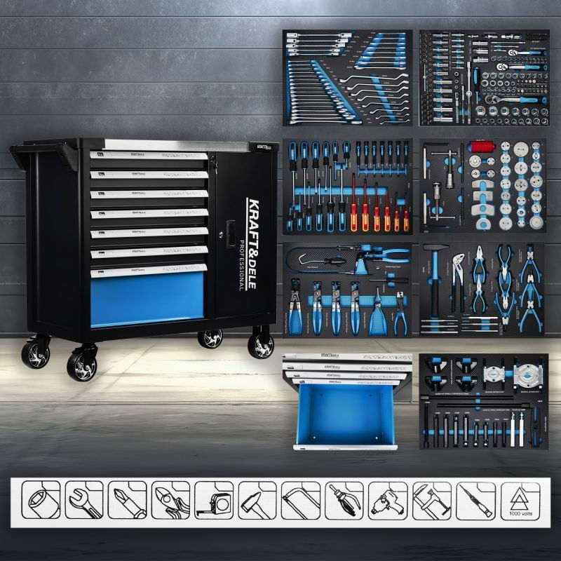 Casa si Gradina - Constructii - Depozitare, transport si protectie - Organizatoare si cutii scule - Dulap echipat cu scule, Kraft&dele, 309 piese, KD1069 - Infinity.ro