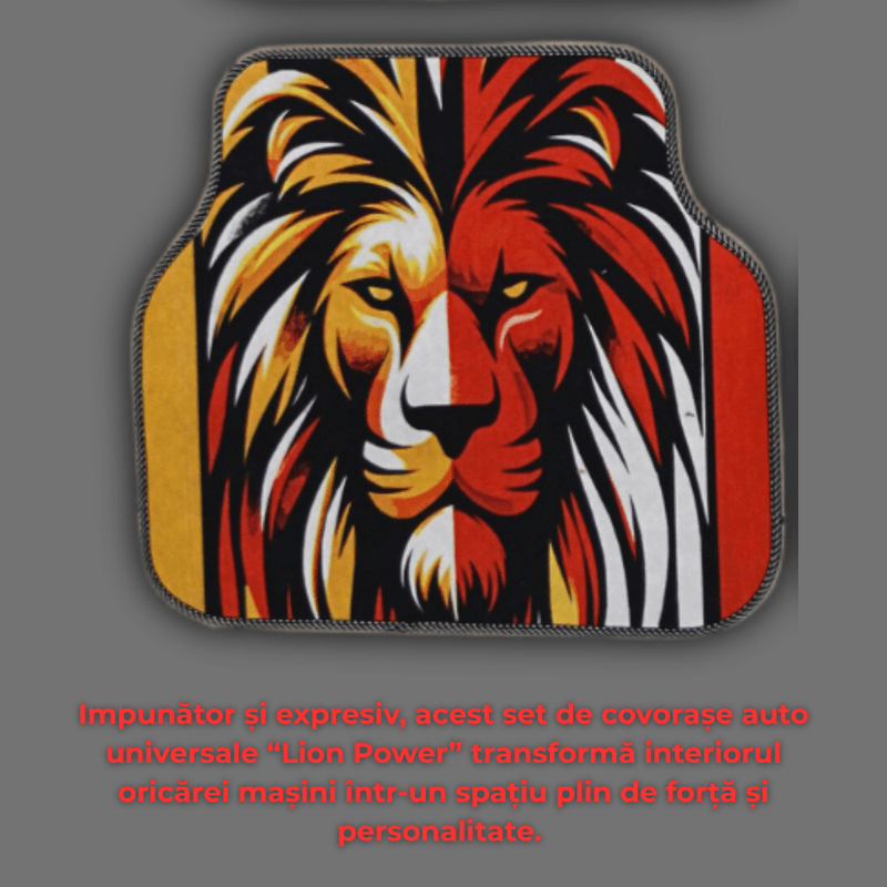 Auto si Moto - Intretinere auto - Covorase auto - Covorase Auto Universale “Lion Power” – Design Tribal Rosu-Galben - Infinity.ro