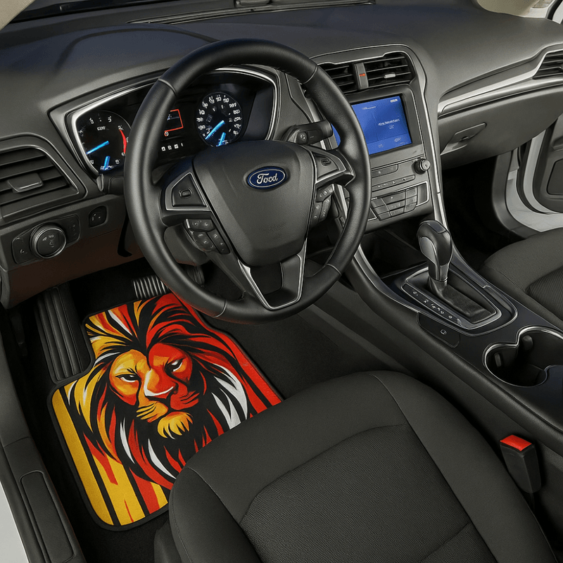 Auto si Moto - Intretinere auto - Covorase auto - Covorase Auto Universale “Lion Power” – Design Tribal Rosu-Galben - Infinity.ro