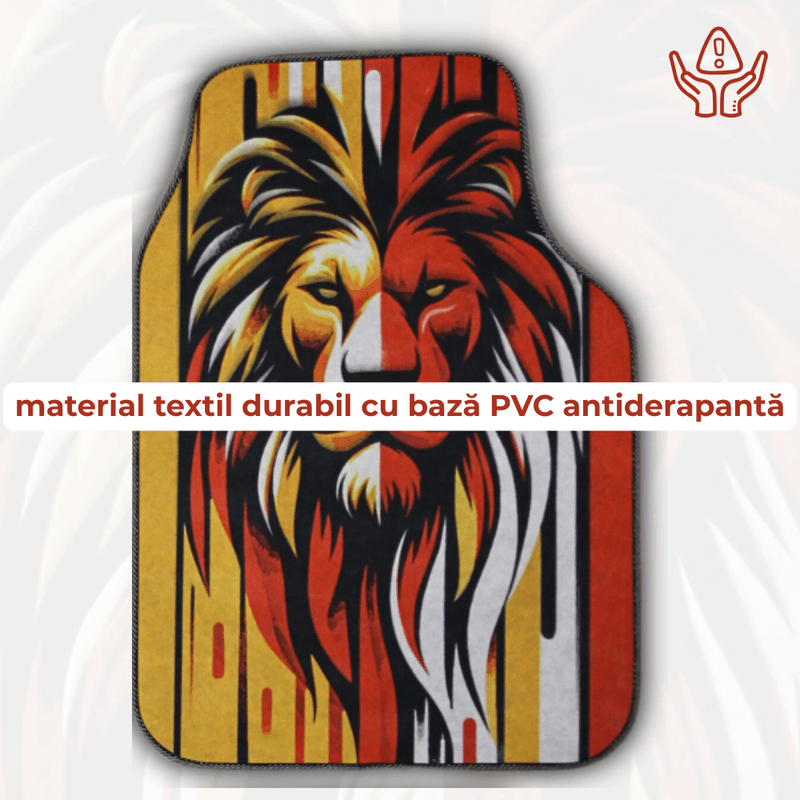 Auto si Moto - Intretinere auto - Covorase auto - Covorase Auto Universale “Lion Power” – Design Tribal Rosu-Galben - Infinity.ro