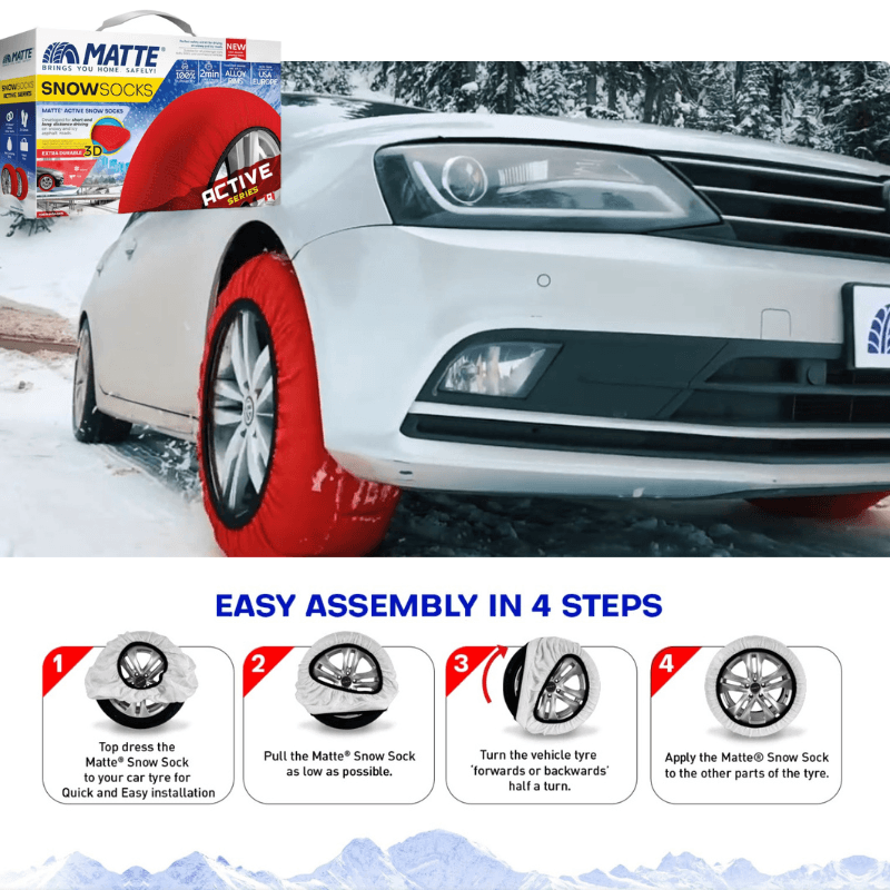 Auto si Moto - Anvelope si jante - Accesorii roti - Lanturi si fasete antiderapante - Lanturi textile auto MATTE SnowSocks Active – Marimea M - Infinity.ro