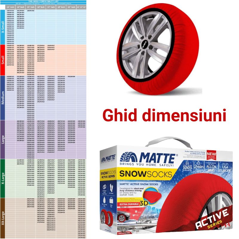 Auto si Moto - Anvelope si jante - Accesorii roti - Lanturi si fasete antiderapante - Lanturi textile auto MATTE SnowSocks Active – Marimea L - Infinity.ro