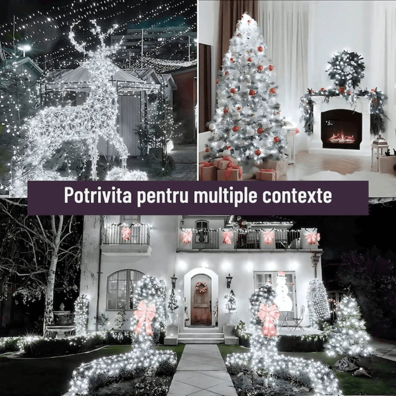 Casa si Gradina - Corpuri si surse de iluminat - Iluminat exterior - Instalatii luminoase exterior - Instalatie de Craciun Liniara , 50 m, interior/exterior, rezistenta la apa, alb rece - Infinity.ro