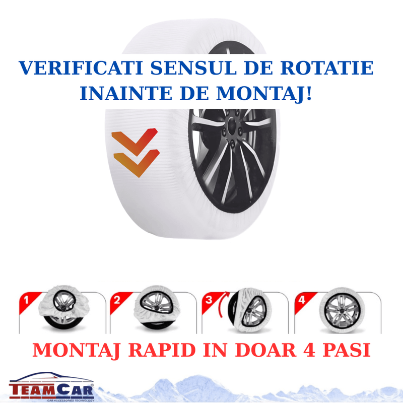 Auto si Moto - Anvelope si jante - Accesorii roti - Lanturi si fasete antiderapante - Sosete zapada TeamCar M – Alternativa lanturi auto textile pentru anvelope - Infinity.ro