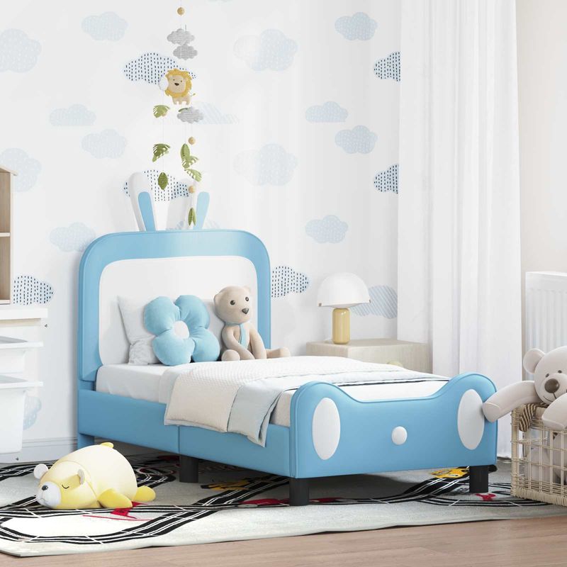 Casa si Gradina - Mobilier - Paturi si accesorii - Paturi - Cadru de pat pentru copii cu spatar albastru 70 x 140 cm PU - Infinity.ro