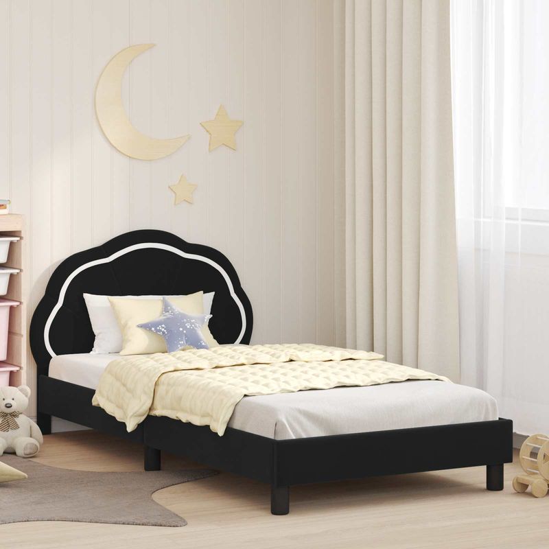 Casa si Gradina - Mobilier - Paturi si accesorii - Paturi - Cadru de pat pentru copii cu spatar Negru 90 x 200 cm Catifea - Infinity.ro