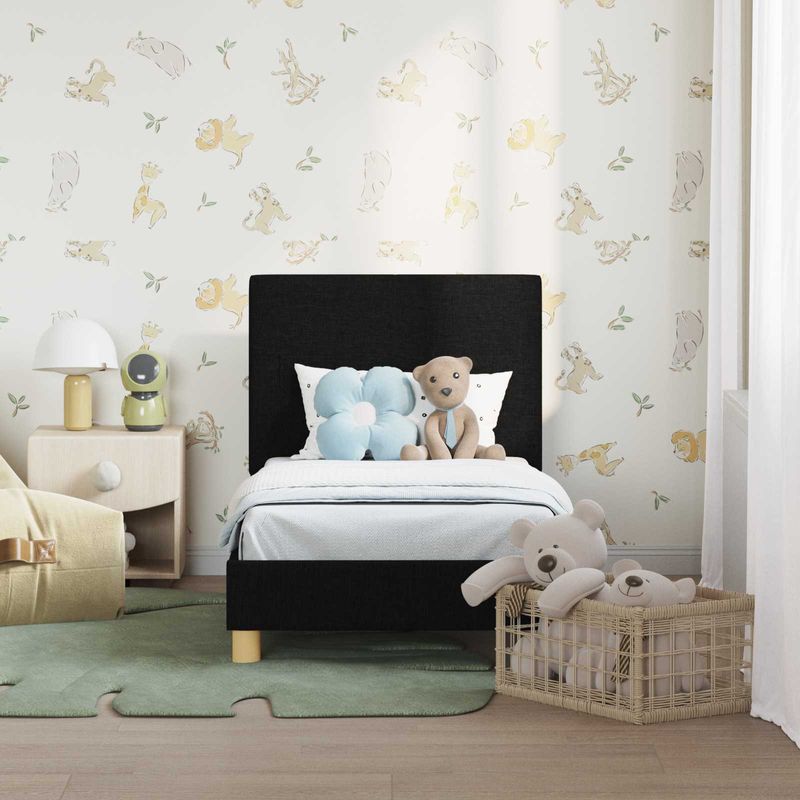 Casa si Gradina - Mobilier - Paturi si accesorii - Paturi - Cadru de pat pentru copii cu spatar Negru 70 x 140 cm tesatura - Infinity.ro
