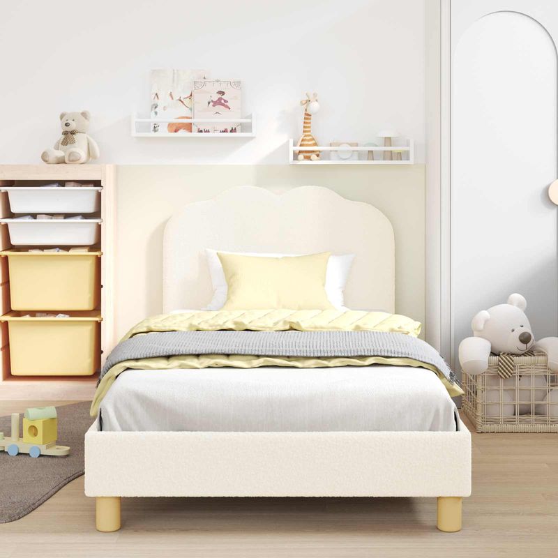 Casa si Gradina - Mobilier - Paturi si accesorii - Paturi - Cadru de pat pentru copii cu spatar Crem 90 x 190 cm - Infinity.ro
